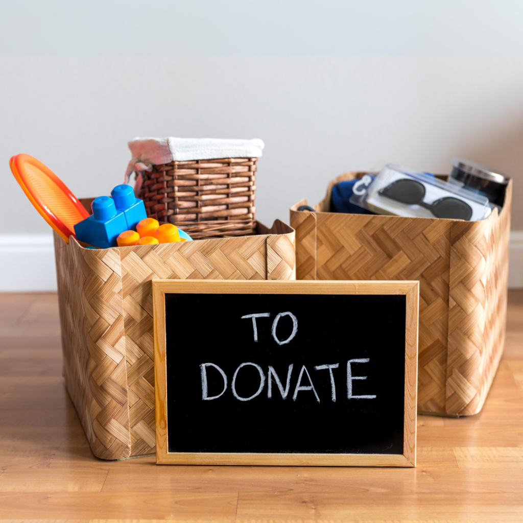 Decluttering 101: The Konmari Method 
Two boxes filled with items to donate 